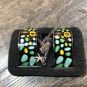 Elegant Black and Mint Green Watch Band with Yellow Accents 38/40